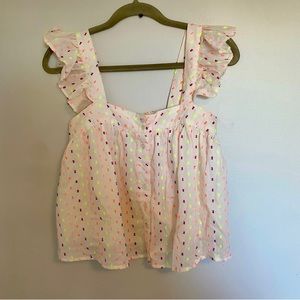 Mi Ami Ruffle Sleeve Double Lined Cream + Fluorescent
Blouse XS